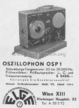 Oszillophon OSP 1; ELGE Erzeugung (ID = 972031) Equipment