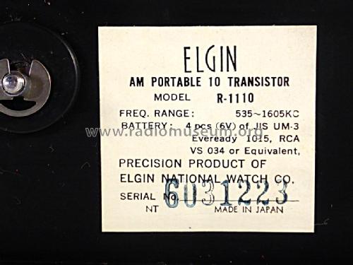 10 Transistor R-1110; Elgin Radio Division (ID = 2163192) Radio