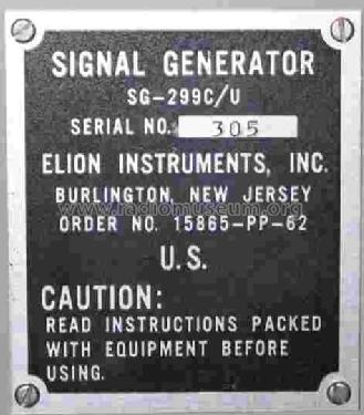 Signal Generator SG-299 C/U ; Elion Instruments, (ID = 630099) Equipment