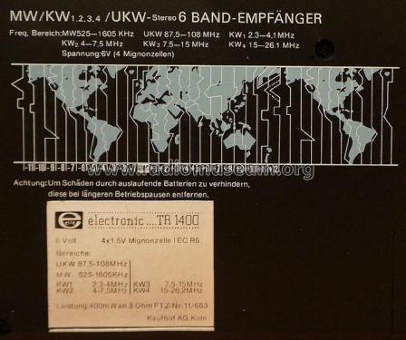 Electronic TR-1400; Elite; Kaufhof (ID = 2944067) Radio