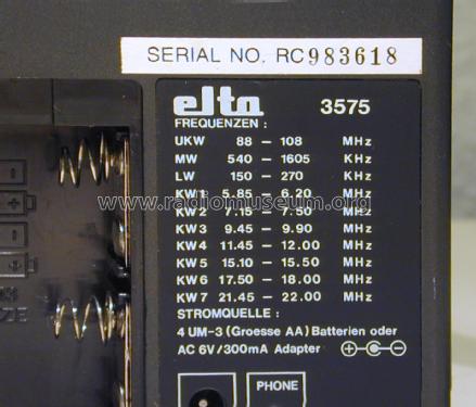 10 Band Weltempfänger mit Cassettenrecorder 3575; Elta GmbH, Rödermark (ID = 1818609) Radio