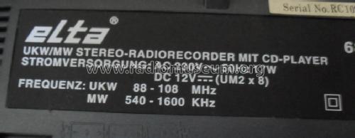 UKW/MW Radiorecorder mit CD-Player 6886N1; Elta GmbH, Rödermark (ID = 1671653) Radio