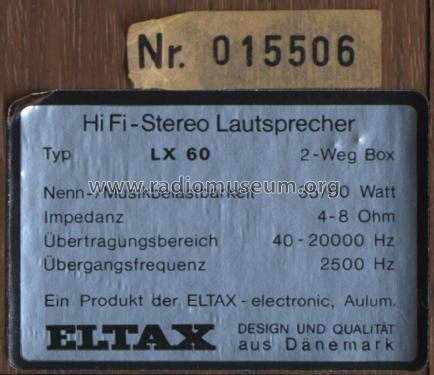 HiFi-Stereo Lautsprecher 2-Weg Box LX60; Eltax A/S; Aulum (ID = 1358763) Speaker-P