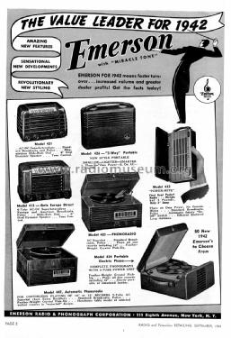 434 Portable Electric Phono Ch= FY; Emerson Radio & (ID = 1057293) R-Player