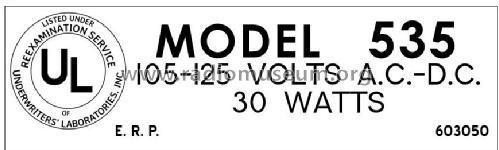535 Ch= 120045; Emerson Radio & (ID = 2961899) Radio