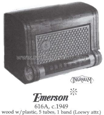 616 Ch= 120100A; Emerson Radio & (ID = 1412309) Radio