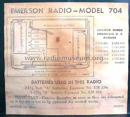 704 Ch= 120154-B; Emerson Radio & (ID = 251649) Radio