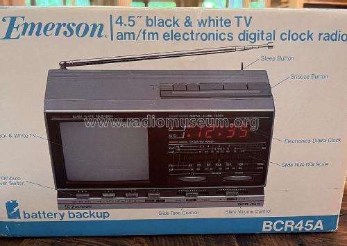 Black/White Television Digital Alarm Clock BCR45A; Emerson Radio & (ID = 2914681) TV Radio