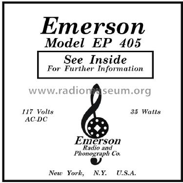 EP405 Ch= EP; Emerson Radio & (ID = 2967308) Radio