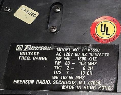 RTV5550; Emerson Radio & (ID = 2914534) Radio