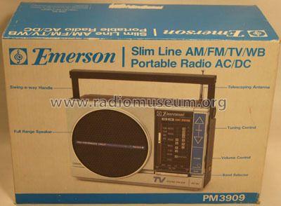 Slim Line AM/FM/TV/WB Portable Radio AC/DC PM-3909; Emerson Radio & (ID = 991686) Radio