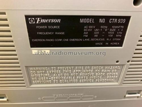 Stereo FM/AM Dual Cassette CTR939; Emerson Radio & (ID = 2828116) Radio