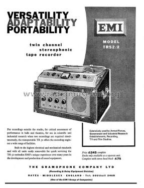 Twin Channel Stereophonic Tape Recorder TR52; EMI; Hayes, (ID = 2862034) Enrég.-R