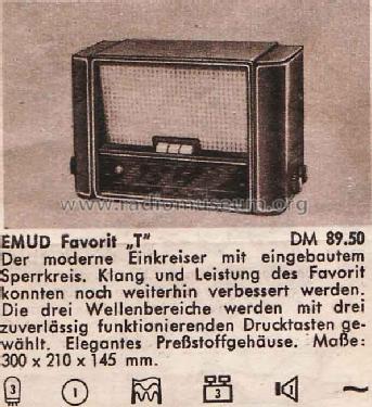 Favorit T Radio Emud, Ernst Mästling; Ulm, build 1953 ?, 4 pictures ...