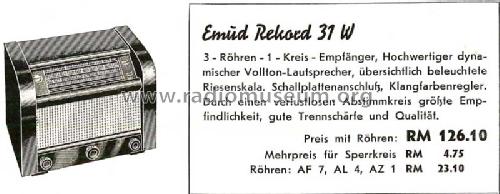 Record 31 W; Emud, Ernst Mästling (ID = 1384778) Radio