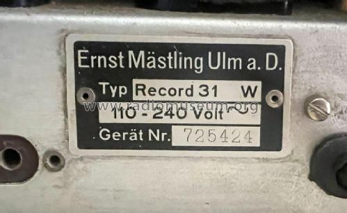 Record 31 W; Emud, Ernst Mästling (ID = 3022586) Radio