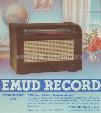 Record 31 W; Emud, Ernst Mästling (ID = 762600) Radio