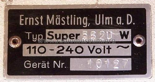 Super 562-UW; Emud, Ernst Mästling (ID = 604423) Radio