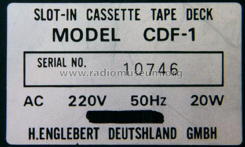 Slot-in Stereo Cassette Tape Deck CDF-1; Englebert; Hamburg (ID = 770431) Reg-Riprod