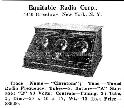 Claratone 124 ; Equitable Radio Corp (ID = 1963277) Radio