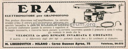 Elettromotore per Grammofono ; ERA E.R.A. Officine (ID = 2678330) Misc