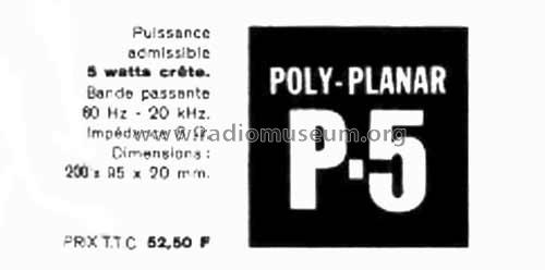 Poly-Planar P-5; ERA Acoustics Corp.; (ID = 1861450) Speaker-P