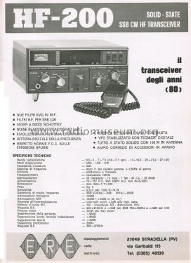 Solid-State SSB CW HF Transceiver HF-200; ERE; Stradella PV (ID = 2807382) Amateur-R