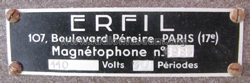 Magnétophone Baby ; Erfil; Paris (ID = 1618776) Reg-Riprod