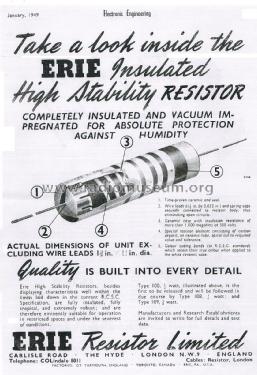 High Stability Resistors N.1; Erie Resistor Ltd; (ID = 2775095) Radio part