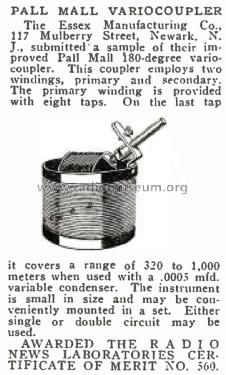 Pall Mall Variocoupler ; Essex Manufacturing (ID = 1992625) Radio part