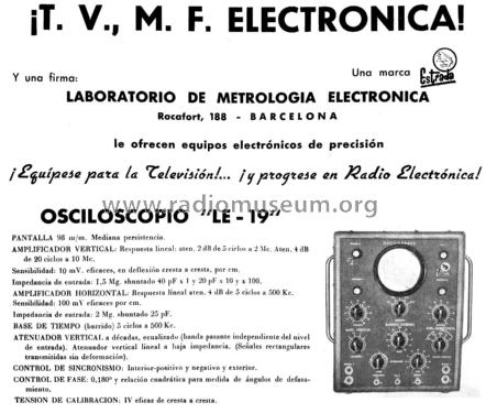 Osciloscopio LE-19; Estrada, Janzer; (ID = 2925818) Equipment