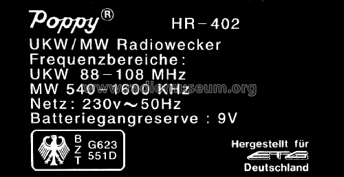 Poppy HR-402; ETG Euras Technische (ID = 1549425) Radio