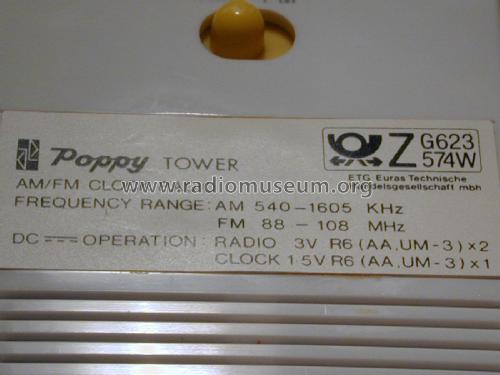 Poppy Tower - AM/FM Quartz Clock Radio ; ETG Euras Technische (ID = 1748793) Radio