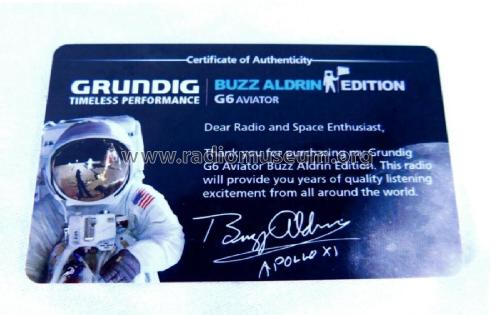 Grundig Aviator, Buzz Aldrin Edition G6; Etón Corp, Lextronix (ID = 2980567) Radio