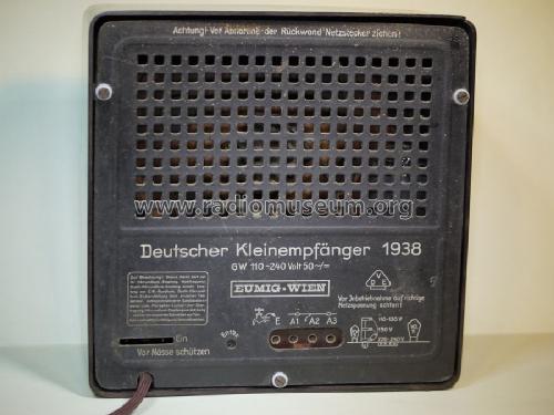 Deutscher Kleinempfänger 1938 DKE 38; Eumig, Elektrizitäts (ID = 1350741) Radio