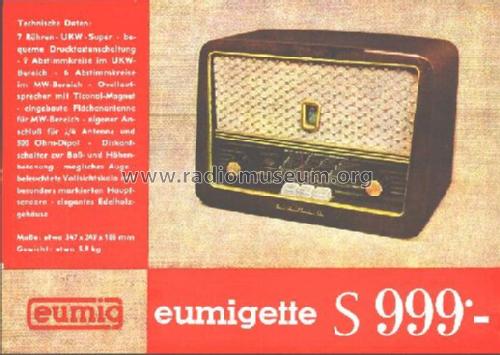 Eumigette 382W ; Eumig, Elektrizitäts (ID = 66605) Radio