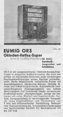 OR3 733; Eumig, Elektrizitäts (ID = 3104644) Radio