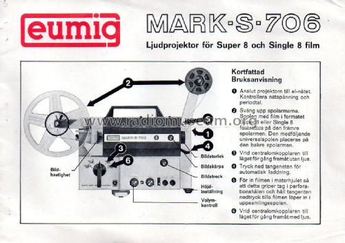 Super 8 and Single 8 Sound Film Projector MARK S 706; Eumig, Elektrizitäts (ID = 2697691) Sonido-V
