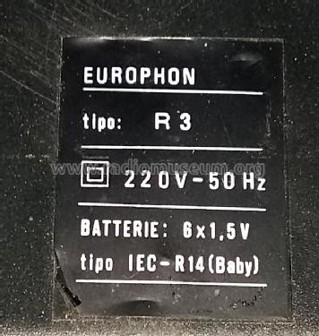 Registratore a cassette R3; Europhon; Milano (ID = 2352278) Sonido-V