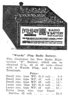 Radio “B” Battery WP42; Ever-Ready/Eveready (ID = 3064202) Power-S