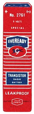 Transistor Radio Battery 2761; Ever-Ready/Eveready (ID = 2444420) A-courant