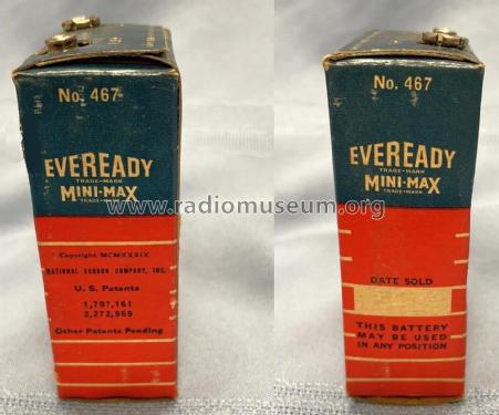 Mini-Max B battery 467; Eveready Ever Ready, (ID = 2818590) Power-S
