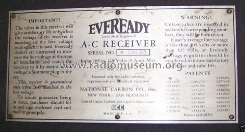 Eveready A-C Receiver Model 2; Eveready Ever Ready, (ID = 473863) Radio