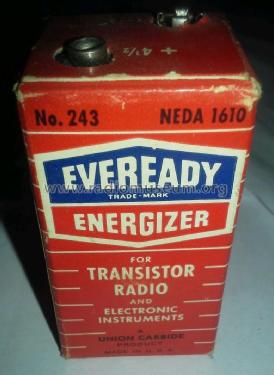 Energizer for Transistor Radio and Electronic Instruments - 4½ Volts 243 - NEDA 1610; Eveready Ever Ready, (ID = 1792993) Power-S