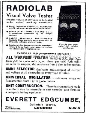 Radiolab Visual Valve Tester 719W; Everett, Edgcumbe (ID = 2607603) Equipment