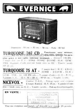 Turquoise 707CD Ch= 75AT; Evernice marque, (ID = 2645744) Radio