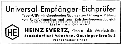 Universal-Empfänger-Eichprüfer UEP; Evertz, Heinz; (ID = 1290476) Equipment