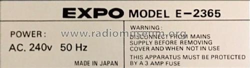 Compact Stereo Cassette Deck E-2365; Expo International (ID = 2831016) Reg-Riprod