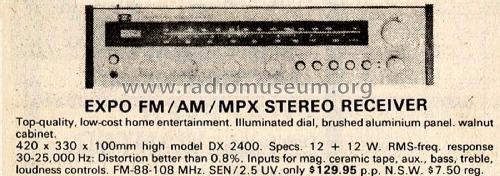 FM/AM/MPX Stereo Receiver DX-2400; Expo International (ID = 2860647) Radio