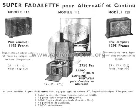 112 Super Fadalette Ch= RT; Fada Radio & (ID = 2109938) Radio